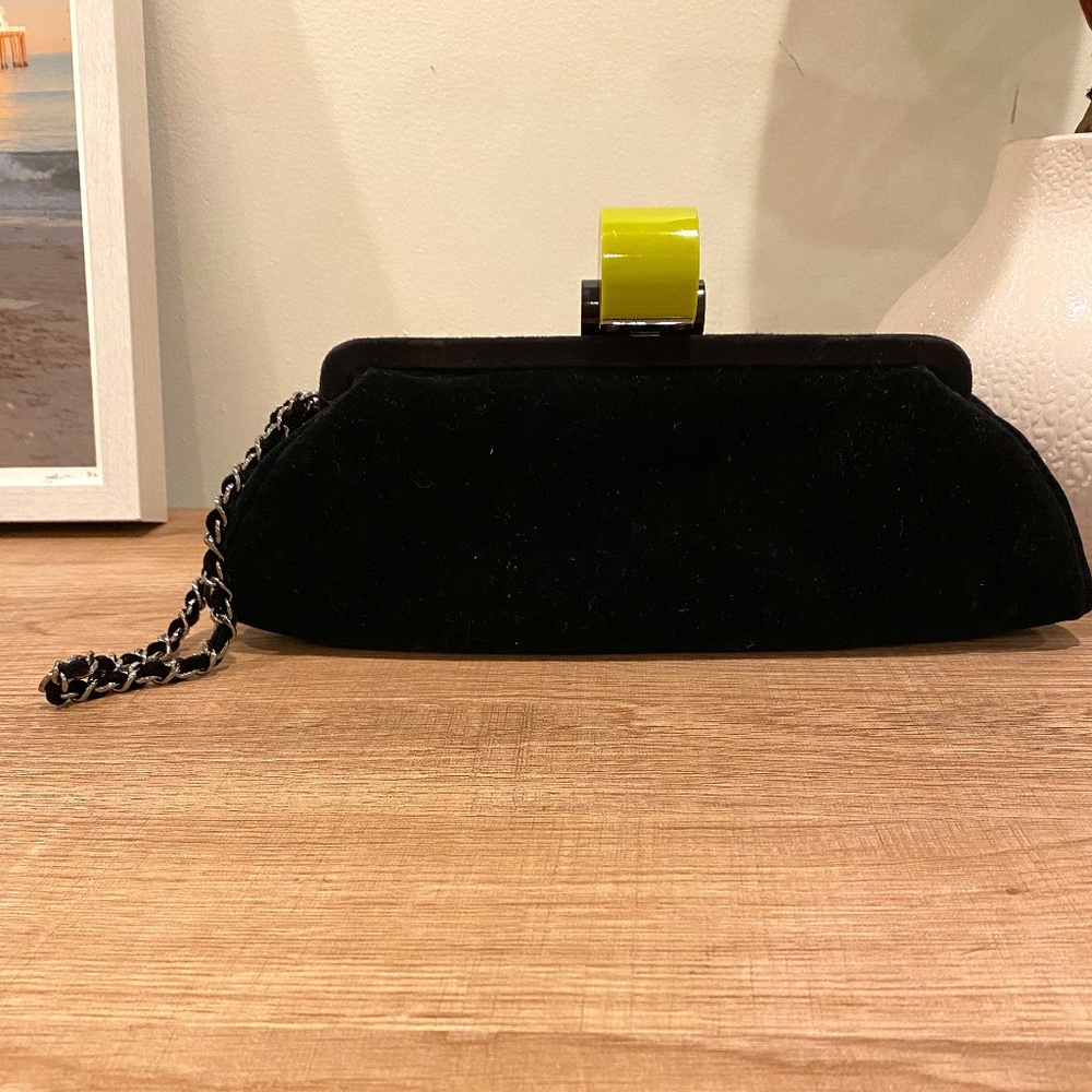 CHANEL velvet & resin chain clutch